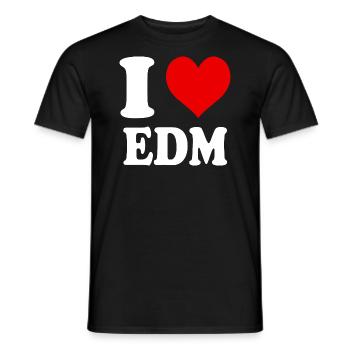I Love EDM Heart Funny Witty - Men's T-Shirt - black - Front - AI Model Male 178 light (178cm)