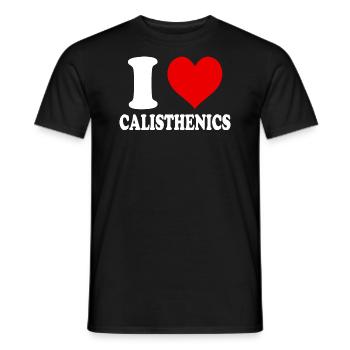 I Love Calisthenics Heart Funny Witty - Men's T-Shirt - black - Front - AI Model Male 178 light (178cm)
