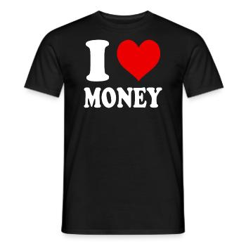 J’aime l’argent coeur drôle spirituel - T-shirt homme - noir - Devant - AI Model Male 178 light (178cm)