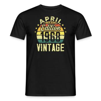 Vintage April 1968 - Birthday Gift 1968 - Men's T-Shirt - black - Front - AI Model Male 178 light (178cm)