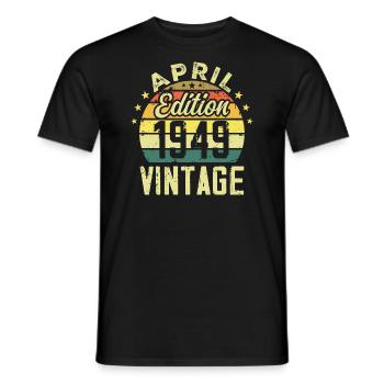 Millésime Avril 1949 - Cadeau Anniversaire 1949 - T-shirt homme - noir - Devant - AI Model Male 178 light (178cm)