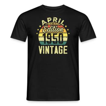 Millésime Avril 1950 - Cadeau Anniversaire 1950 - T-shirt homme - noir - Devant - AI Model Male 178 light (178cm)