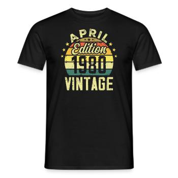 Millésime Avril 1980 - Cadeau Anniversaire 1980 - T-shirt homme - noir - Devant - AI Model Male 178 light (178cm)