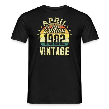 Millésime Avril 1982 - Cadeau Anniversaire 1982 - T-shirt homme - noir - Devant - AI Model Male 178 light (178cm)