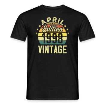 Jahrgang April 1998 - 1998 Jubiläumsgeschenk - Männer T-Shirt - Schwarz - Vorne - AI Model Male 178 light (178cm)