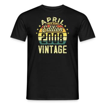 Millésime Avril 2008 - Cadeau Anniversaire 2008 - T-shirt homme - noir - Devant - AI Model Male 178 light (178cm)