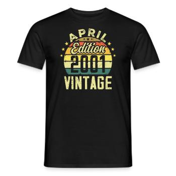 Millésime Avril 2001 - Cadeau Anniversaire 2001 - T-shirt homme - noir - Devant - AI Model Male 178 light (178cm)