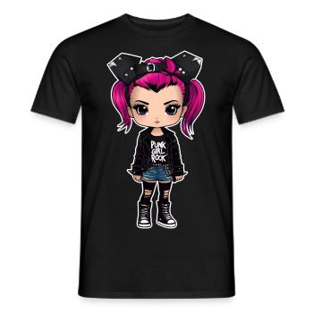 Cool Gothic Punk Girl - Men's T-Shirt - black - Front - AI Model Male 178 light (178cm)