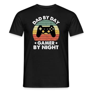 Papa le jour Gamer la nuit - T-shirt homme - noir - Devant - AI Model Male 178 light (178cm)