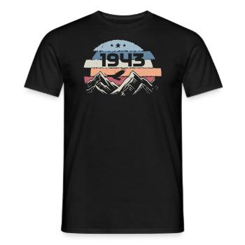 Original 1943 Vintage 1943 Birthday 1943 - Men's T-Shirt - black - Front - AI Model Male 178 light (178cm)