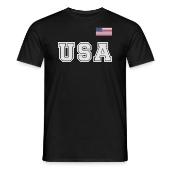 ÉQUIPE Bannière du drapeau américain des États-Unis sur la police - T-shirt homme - noir - Devant - AI Model Male 178 light (178cm)