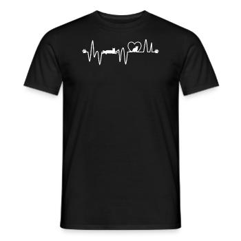 Herzlinie Katzenfan Herzschlag Katze - Männer T-Shirt - Schwarz - Vorne - AI Model Male 178 light (178cm)