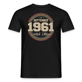 September 1961 September Birthday Gift 1961 - Men's T-Shirt - black - Front - AI Model Male 178 light (178cm)