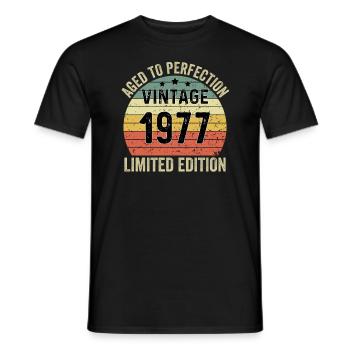 Aged To Perfection Vintage 1977 Limited Edition - Men's T-Shirt - black - Front - AI Model Male 178 light (178cm)