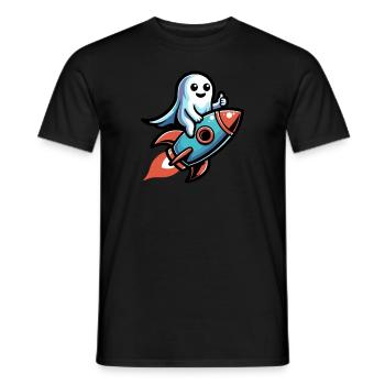 Halloween Ghost on a Rocket - Men's T-Shirt - black - Front - AI Model Male 178 light (178cm)