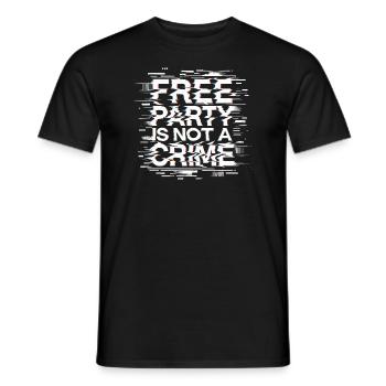 Free party is not a crime - Glitch - T-shirt homme - noir - Devant - AI Model Male 178 light (178cm)