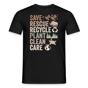 Speichern Retten Recyceln Anlage Saubere Pflege | Tag der Erde - Männer T-Shirt - Schwarz - Vorne - AI Model Male 178 light (178cm)