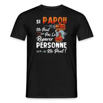 Si PAPOU Ne Peut Pas Le Réparer Personne Ne Peut - T-shirt homme - noir - Devant - AI Model Male 178 light (178cm)
