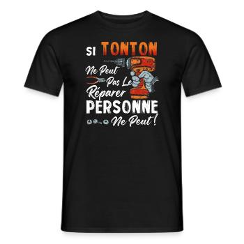 Si Tonton Ne Peut Pas Le Réparer Personne Ne Peut - T-shirt homme - noir - Devant - AI Model Male 178 light (178cm)
