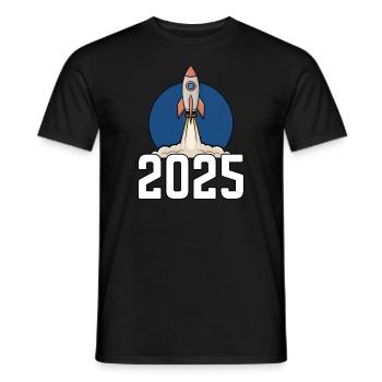 Fusée de dessin animé 2025 - T-shirt homme - noir - Devant - AI Model Male 178 light (178cm)