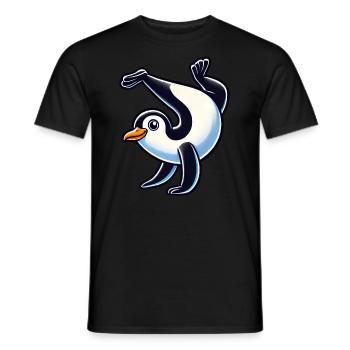 Pingouin Équilibre sur les mains Mignon Comique Gymnastique - T-shirt homme - noir - Devant - AI Model Male 178 light (178cm)