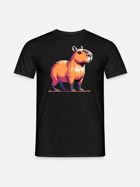 Geek Pixel Art Capybara - Men's T-Shirt - black