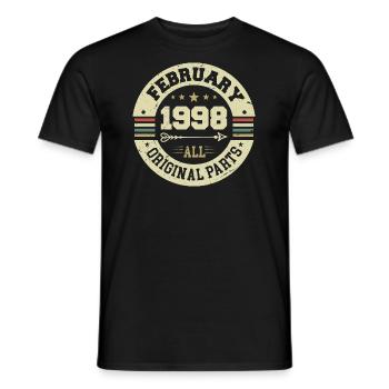 Février 1998 Vintage Cadeau d’anniversaire 1998 - T-shirt homme - noir - Devant - AI Model Male 178 light (178cm)
