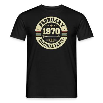 Février 1970 Vintage Cadeau d’anniversaire Années 1970 - T-shirt homme - noir - Devant - AI Model Male 178 light (178cm)
