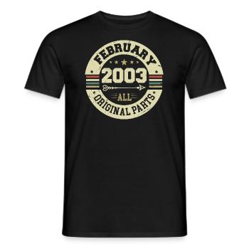 Février 2003 Vintage Cadeau d’anniversaire 2003 - T-shirt homme - noir - Devant - AI Model Male 178 light (178cm)
