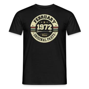 Février 1972 Vintage Cadeau d’anniversaire 1972 - T-shirt homme - noir - Devant - AI Model Male 178 light (178cm)