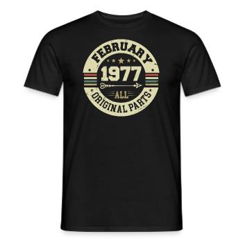 Februar 1977 Jahrgang Geburtstag Geschenk 1977 - Männer T-Shirt - Schwarz - Vorne - AI Model Male 178 light (178cm)