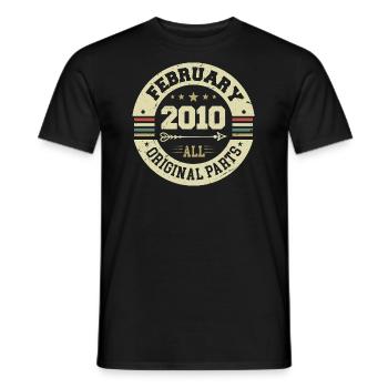 Février 2010 Vintage Cadeau d’anniversaire 2010 - T-shirt homme - noir - Devant - AI Model Male 178 light (178cm)