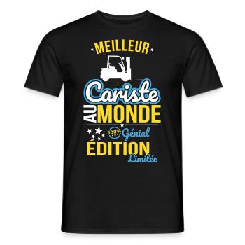 Meilleur Cariste au monde - 100% génial - T-shirt homme - noir - Devant - AI Model Male 178 light (178cm)