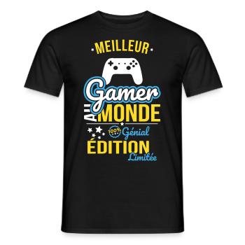 World's Best Gamer - 100% Awesome - Men's T-Shirt - black - Front - AI Model Male 178 light (178cm)