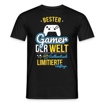 Best Gamer in the World - 100% Authentic - Men's T-Shirt - black - Front - AI Model Male 178 light (178cm)