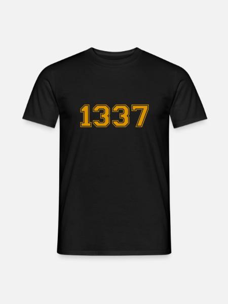 1337 Gelb - Leet Speak - Männer T-Shirt - Schwarz