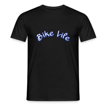 Bike Life basic gebogen - Männer T-Shirt - Schwarz - Vorne - AI Model Male 178 light (178cm)