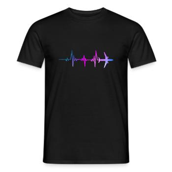 Airplane Space Heartbeat For Aviation Plane - Men's T-Shirt - black - Front - AI Model Male 178 light (178cm)