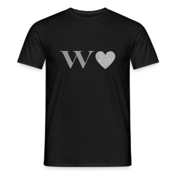 Buchstabe w silbernes Herz - Männer T-Shirt - Schwarz - Vorne - AI Model Male 178 light (178cm)