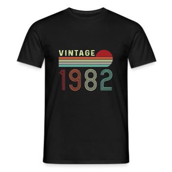 1982 Jahrgang geboren Vintage Geburtstag Retro - Männer T-Shirt - Schwarz - Vorne - AI Model Male 178 light (178cm)