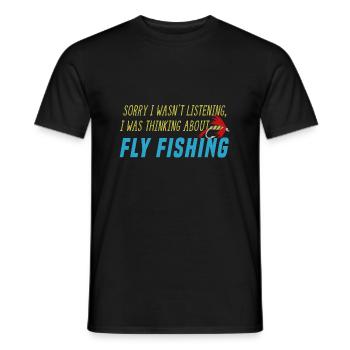 Nachdenken über Fliegenfischen Hobby Fischer - Männer T-Shirt - Schwarz - Vorne - AI Model Male 178 light (178cm)