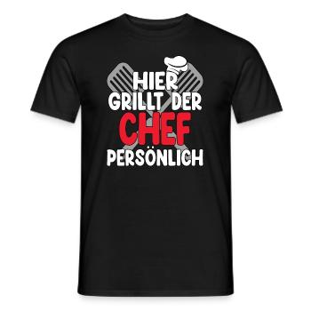 Hier Grillt Der Chef Persönlich - Männer T-Shirt - Schwarz - Vorne - AI Model Male 178 light (178cm)