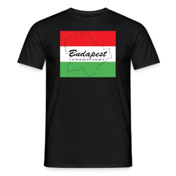 Budapest - Hauptstadt mit GPS-Koordinaten & Flagge - Männer T-Shirt - Schwarz - Vorne - AI Model Male 178 light (178cm)