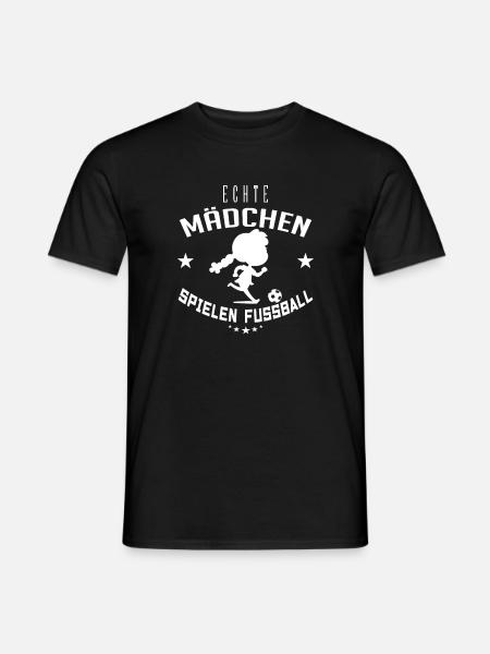 Echte Mädchen Spielen Fussball Frauenfußball - Männer T-Shirt - Schwarz