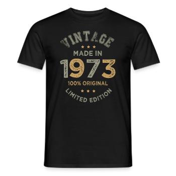 Made in 1973 Cadeau Vintage anniversaire 50 ans - T-shirt homme - noir - Devant - AI Model Male 178 light (178cm)