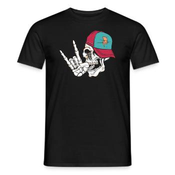 Rock Skull - Männer T-Shirt - Schwarz - Vorne - AI Model Male 178 light (178cm)