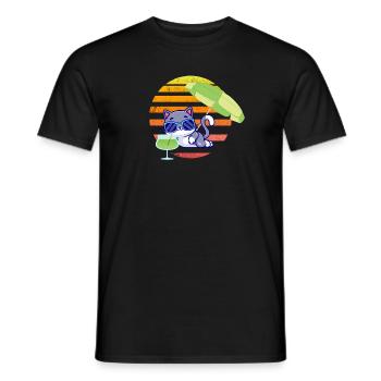 Cat in vintage look - Men's T-Shirt - black - Front - AI Model Male 178 light (178cm)