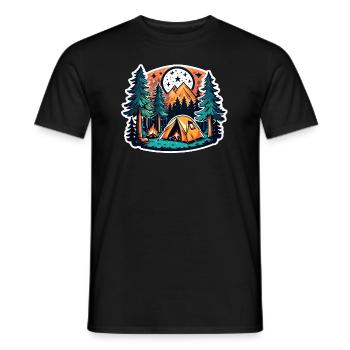 Camping, tent and campfire - Men's T-Shirt - black - Front - AI Model Male 178 light (178cm)