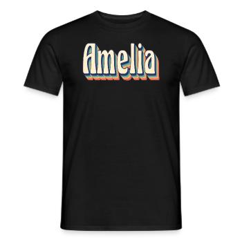 Amelia t-shirt retro vintage t-shirt gift idea - Men's T-Shirt - black - Front - AI Model Male 178 light (178cm)