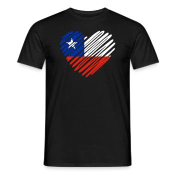 Chile Flag Heart - Men's T-Shirt - black - Front - AI Model Male 178 light (178cm)